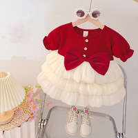 Nouvelle robe de princesse pour enfants, style A, avec un grand nœud et des manches bouffantes, tenue adorable pour bébé fille, été