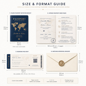 <span class=keywords><strong>Carte</strong></span> de vœux de mariage personnalisée SHINY avec design de <span class=keywords><strong>carte</strong></span> d'embarquement, papier artistique, invitation en livret avec dorure à chaud - Couleurs et logo personnalisés - Product Image 2