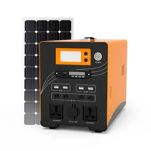 批发一合一300W 1kw便携式离网太阳能存储系统，带可折叠太阳能电池板套件手提箱便携式发电机