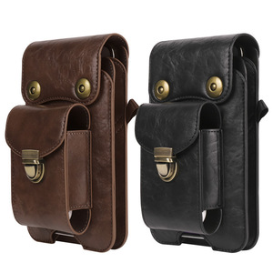 Pochette multifonctionnelle double couche pour téléphone, sac banane à fixer à la ceinture, sac bandoulière vertical, étui, écouteurs - Product Image 1