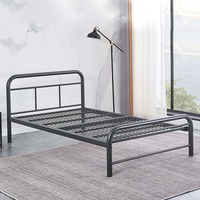 Cama Individual/Doble/King Cromer Portátil de Diseño Moderno, Estructura Desmontable de Acero para Dormitorio Escolar, Hospital, Hotel, Apartamento