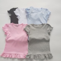 Vêtements de bébé à manches bouffantes bas de dentelle filles t-shirts vierges t-shirts drôles t-shirt vierge pour sublimation