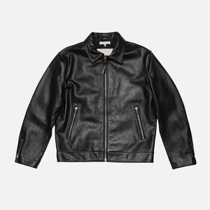 مخصص مقاوم للرياح فارغة بدوره أسفل الرقبة سحاب الأكمام الرجال سترة جلدية - Product Image 1