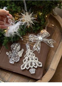 Pendentifs de Noël en acrylique transparent en gros, motif ange de glace en cristal, décorations suspendues pour la maison et les fêtes - Product Image 6