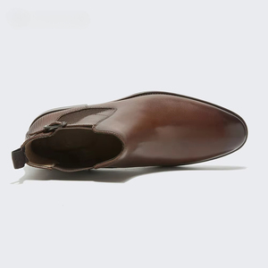 Sepatu Boots Pria Coklat Kulit Halus Bertekstur, Hak Bertekstur, Bernapas, Formal - Product Image 3
