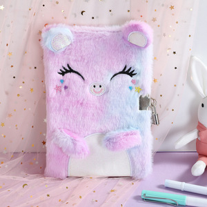Carnet de notes en peluche avec cadenas en forme de chat de dessin animé - Cadeau pour les petites princesses, les étudiantes, modèle BZ22 - Product Image 2