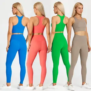 YIDA Women Sportswear Active Fitness Suit Workout Sport Wear Gym Clothing Y Back Bra Top High Waist Tights Two Piece Yoga Set