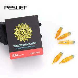20pcs/kotak Jarum Cartridge Tato YELLOW <span class=keywords><strong>DRAGONFLY</strong></span> 3RL 5RL Flat Grosir Pabrik OEM/ODM logo Sekali Pakai untuk Seni Tubuh Tato - Product Image 6