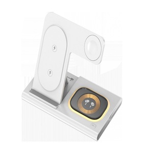 Cargador inalámbrico 3 en 1 de 15W con carga rápida para iPhone, AirPods Pro, iWatch, soporte de carga magnético, color blanco - Product Image 1