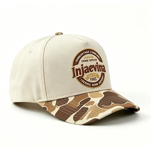 Custom Embroidery Hat Vintage <b>Camo</b> Brim Baseball <b>Cap</b> with Custom Embroidery Retro Style Adjustable Snapback Trucker Hat - Product Image 2