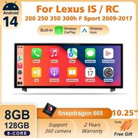Radio para Auto con Android 14 para Lexus IS RC 250 200 300 350 200t 300h 2013-2019, Reproductor Multimedia con CarPlay Inalámbrico, GPS y Navegación