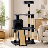 Arbre à chat multi-niveaux de luxe, écologique et durable, en velours, avec poteaux en sisal et structure d'escalade en peluche pour grands chats, pour salon