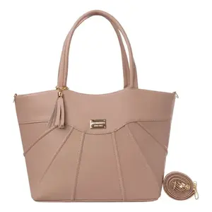 Bolso de Mano para Mujer Fana, Color Nude, Microfibra, Cuero Sintético, Decoración con Borlas, Bolso Casual para Uso Diario - Product Image 3