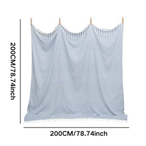 Striped Turkish Beach Towel 200x200Cm Cotton Quick Dry With Tassels Square Soft Absorbent <b>Bath</b> Towel For Beach - Product Image 2