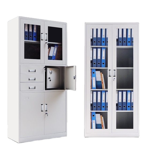 Lockable Swing 2 Door Filing Cabinet Steel Locker Metal Storage Iron Cupboard