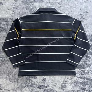 MO619カスタム刺繍ポリエステルストライプシャツ長袖ラグビーTシャツニットメンズポロシャツ - Product Image 4