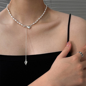 Collar de perlas de agua dulce de plata de ley Ruitai S925, diseño de corazón, borla larga para mujer, uso diario - Product Image 2