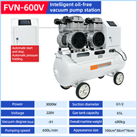 600L/Min -91KPa 220V 3000W ensemble de pompe à vide sans huile pompe à air industrielle tête de pompe de compresseur d'air avec réservoir de stockage d'air 65L