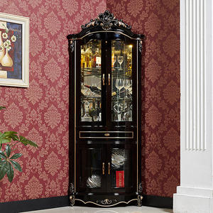 אירופאי שחור קפה בר קפה בר סלון ריהוט עץ עץ רצפת עץ יין ארון ארון סלון צבע אדום מטבח ארון - Product Image 2