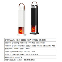 Chauffage portable en céramique PTC avec effet de flamme 3D, humidificateur, télécommande et thermostat pour chambre, maison et bureau