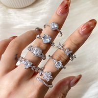 Anillos de Moda con Circonita Cúbica Brillante, Joyería Chapada en Oro, Anillo de Corazón para Mujer, Uso Diario