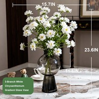 Arrangement de chrysanthèmes artificiels blancs en vase, plante en soie réaliste, décoration de la maison, centre de table, Noël