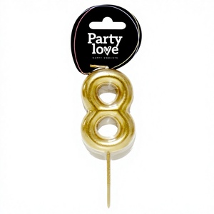 Fête pour rien. 8 bougies décoratives dorées en cire, 6 cm, faites à la main en Chine, pour la décoration de la maison, les fêtes, les bars, le Nouvel An, Pâques, Ramadan, en boîte - Product Image 1