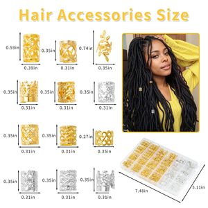 MODASER Pcs Gold Hair Jewelry For <b>Braids</b> Styles Gold And Silver Hair <b>Accessories</b> Cuff For <b>Braids</b> And Dreadlocks Adjustable Metal - Product Image 2