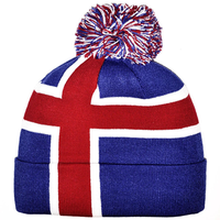Nouveau bonnet tricoté avec drapeau de Sainte-Lucie pour femmes et hommes, bonnet à pompon, bonnet chaud d'hiver, doux, extensible, pas cher, vente en gros personnalisée