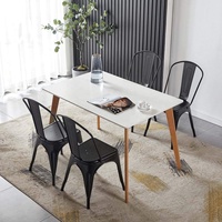 YUJUN meubles chaises de salle à manger en métal ensemble de 4 chaises empilables en métal noir café côté chaises de patio pieds en caoutchouc élégant