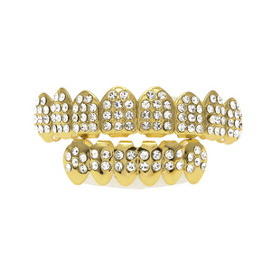 Grillz Iced Out con Strass Completi, Placcati Oro e Argento, Stile Hip Hop, Set Superiore e Inferiore per Uomini e <span class=keywords><strong>Donne</strong></span>, Gioielli da Festa - Product Image 2
