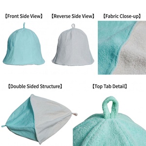 Chapeau de sauna en coton personnalisé, réversible, bicolore, bonnet de spa, bonnet de bain, bonnet de douche, bonnet pour cheveux, OEM ODM en gros, unisexe - Product Image 3