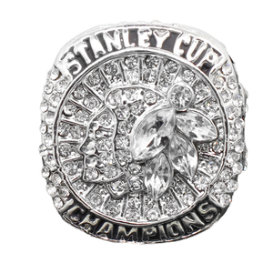 Bague de championnat des Blackhawks de <span class=keywords><strong>Chicago</strong></span> 2015, haute qualité, style classique, plaqué argent, cristal et strass, matériau principal - Product Image 1