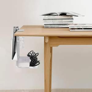 Ensemble organisateur sous le bureau 2 en 1 avec porte-stylo magnétique 2 pinces métalliques <span class=keywords><strong>Support</strong></span> <span class=keywords><strong>de</strong></span> rangement latéral en acier au carbone - Product Image 3