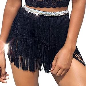 Saia de Dança com Franjas para Mulheres e Meninas, 3 Camadas, Design com Franjas e Lantejoulas na Cintura, Saia Curta para Festas Rave - Product Image 5