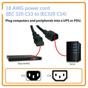 3.3 FT 18AWG 250V 10A US เปลี่ยนชื่อ5-15P เป็น<span class=keywords><strong>2</strong></span> X IEC C13สายไฟแยกสายไฟ - Product Image 4