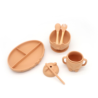 Ensemble de vaisselle coloré personnalisé sans BPA écologique, repas pour enfants, bavoir pour bébé, assiette, bol, tasse, utilisation classique d'aspiration de qualité alimentaire