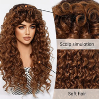 Nouvelle perruque afro bouclée pour femmes, pour l'Europe et l'Amérique ; en fibre haute température, bonnet intégral ; boucles courtes et volumineuses ; vente en gros directe usine