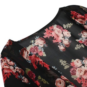 Cardigan Kimono Vintage Casual da Donna, <span class=keywords><strong>Blusa</strong></span> Lunga Estiva in Chiffon con <span class=keywords><strong>Stampa</strong></span> <span class=keywords><strong>Floreale</strong></span> - Product Image 4