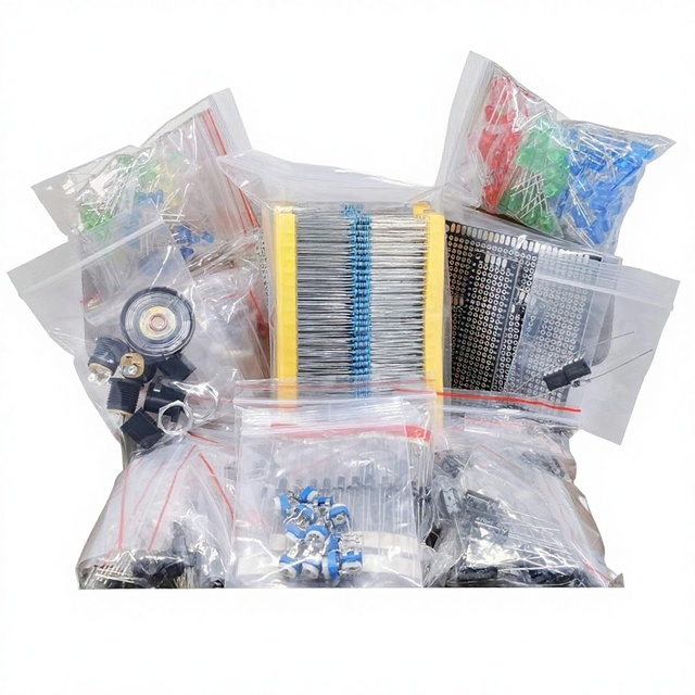 Electronic Component Kit Assortment Capacitors Resistors LED Transistors Diodes 1n270 Germanium DC Jacks Opamp PCB Speaker
