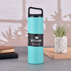Bouteille d'eau isotherme en acier inoxydable 304 de 500 ml, gourde de sport portable avec couvercle à poignée, tasse droite élégante - Product Image 5