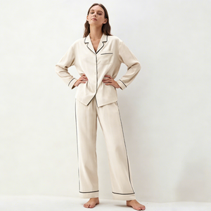 Custom ODM Soft Women's Loungewear Solid Color Sleepwear Pajama Set Pattern Drawer Wholesale Night Dresses Wholesale