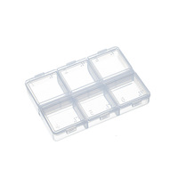 Boîte de rangement pour ongles à 6 compartiments, en gros, pour poudres de manucure, perles, pierres précieuses, strass, bijoux d'ongles, boîte vide pour DIY ongles