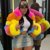 Nouvelle conception 2023, veste mi-longue pour femmes, manteau en fourrure de renard coloré avec capuche