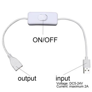 Câble USB avec interrupteur marche/arrêt, rallonge pour guirlande LED, dispositif d'alimentation USB, outils - Product Image 2
