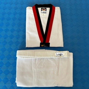 Uniforme <span class=keywords><strong>de</strong></span> Taekwondo <span class=keywords><strong>de</strong></span> Grado Competitivo, Tela Acanalada, Dobok, Bordado Personalizado con Marca, Servicio OEM para Clubes <span class=keywords><strong>de</strong></span> <span class=keywords><strong>Artes</strong></span> <span class=keywords><strong>Marciales</strong></span> - Product Image 4