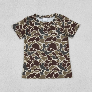 T-shirts d'été en gros pour enfants : Vêtements de boutique pour bébés et tout-petits garçons, hauts à manches courtes camouflage - Product Image 2