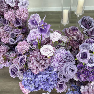 DKB Venta al por Mayor de Fábrica: Lujoso Set de Rosas Artificiales Púrpuras de Pie para Decoración de Bodas, Modernas y Hechas a Mano de Seda - Product Image 3