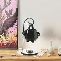 Vente en gros Halloween Brûleur de cire en céramique noir blanc pour aromathérapie Brûleur à huile de chaudron suspendu Parfum de bois de santal Décoration intérieure