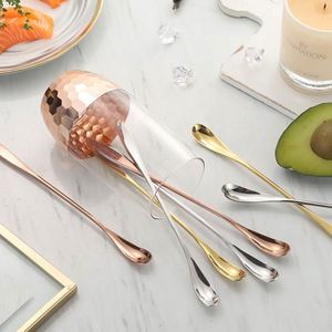 Cuillère à cocktail élégante en acier inoxydable 18/8, finition miroir, écologique, manche long, luxe, dorée, pour mélanger les boissons - Product Image 2